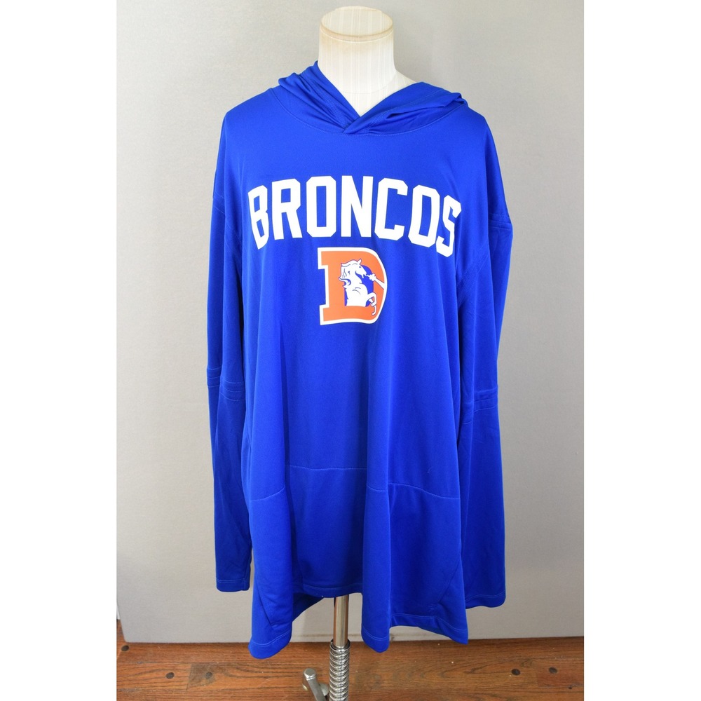 Nike Denver Broncos4XL Blue NFL On Field Dri-FIT Mens Pullover Lightweight Hood